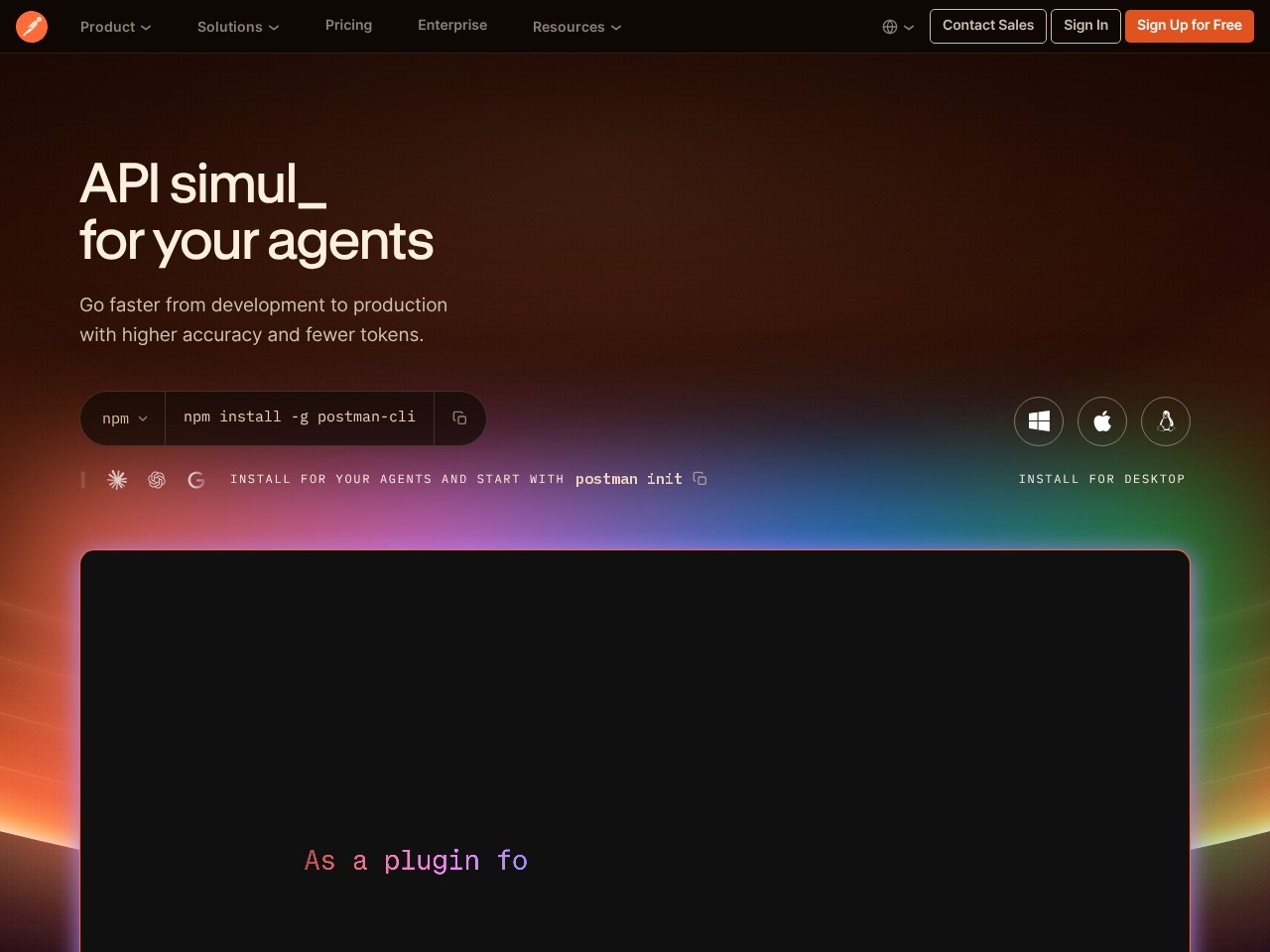 Postman homepage
