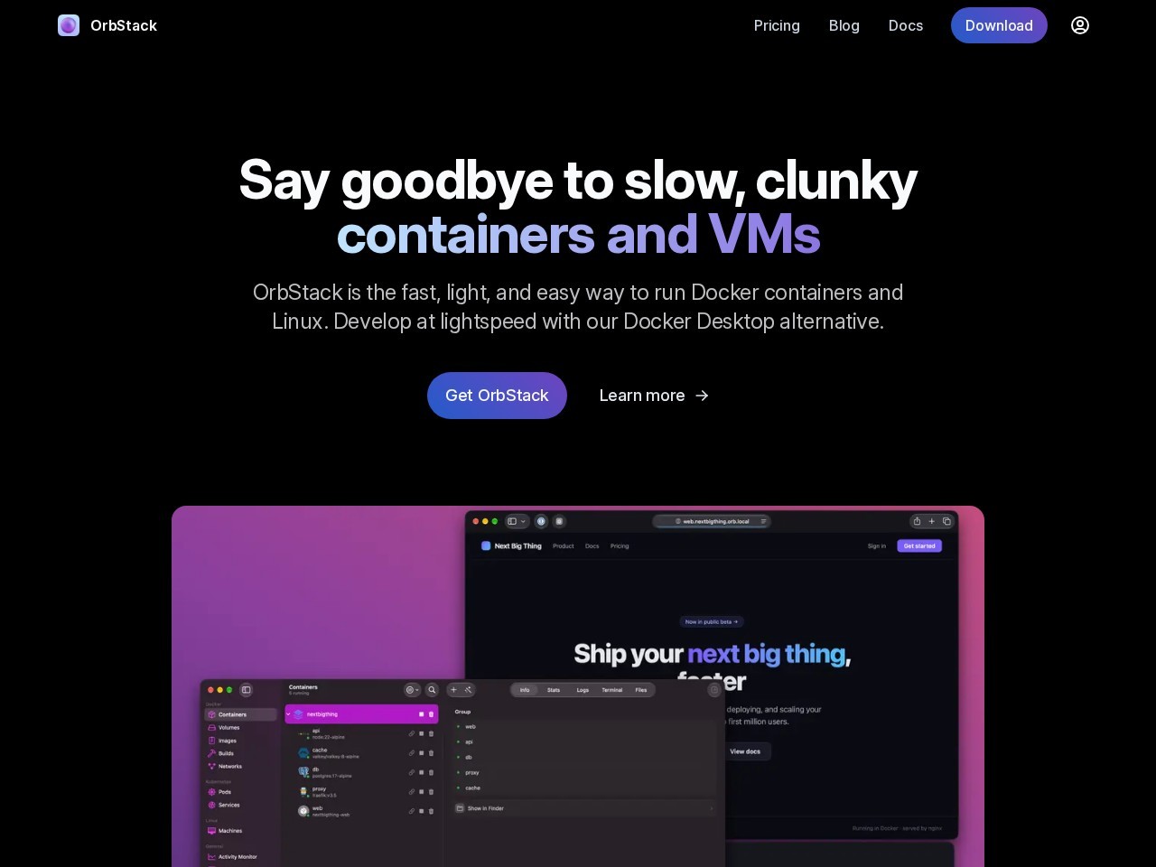OrbStack homepage