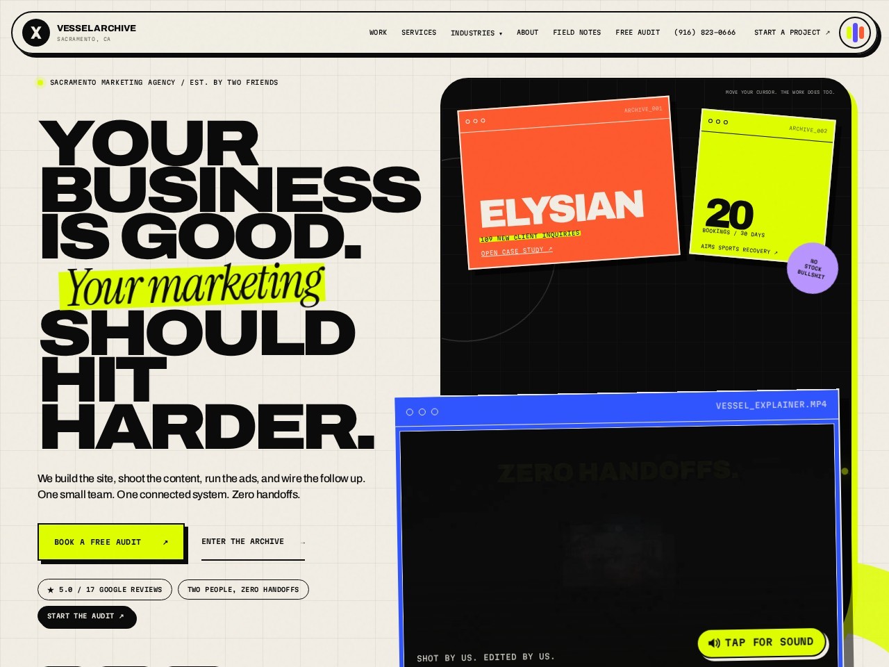 Vessel Archive homepage