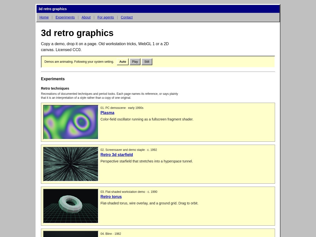3D Retro homepage