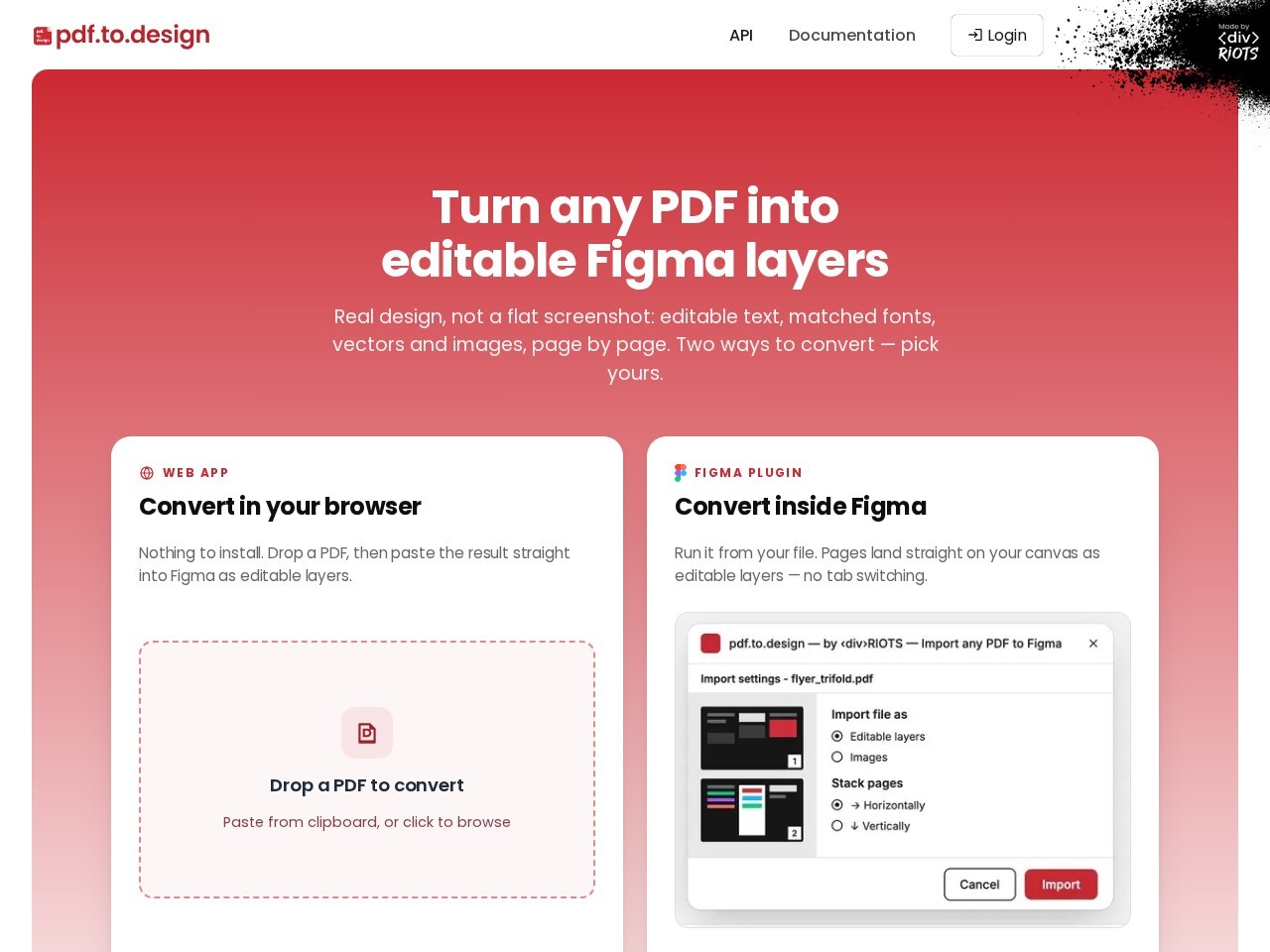 pdf.to.design homepage