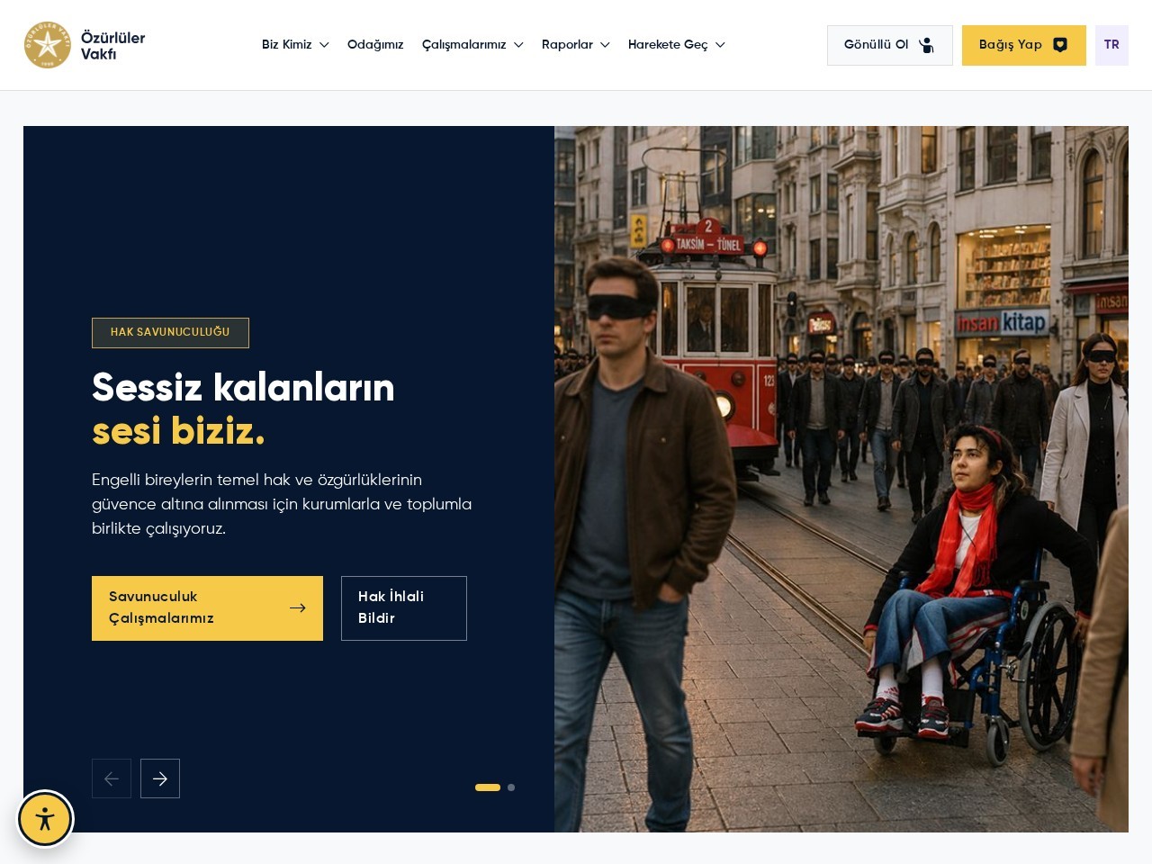 Özürlüler Vakfı homepage