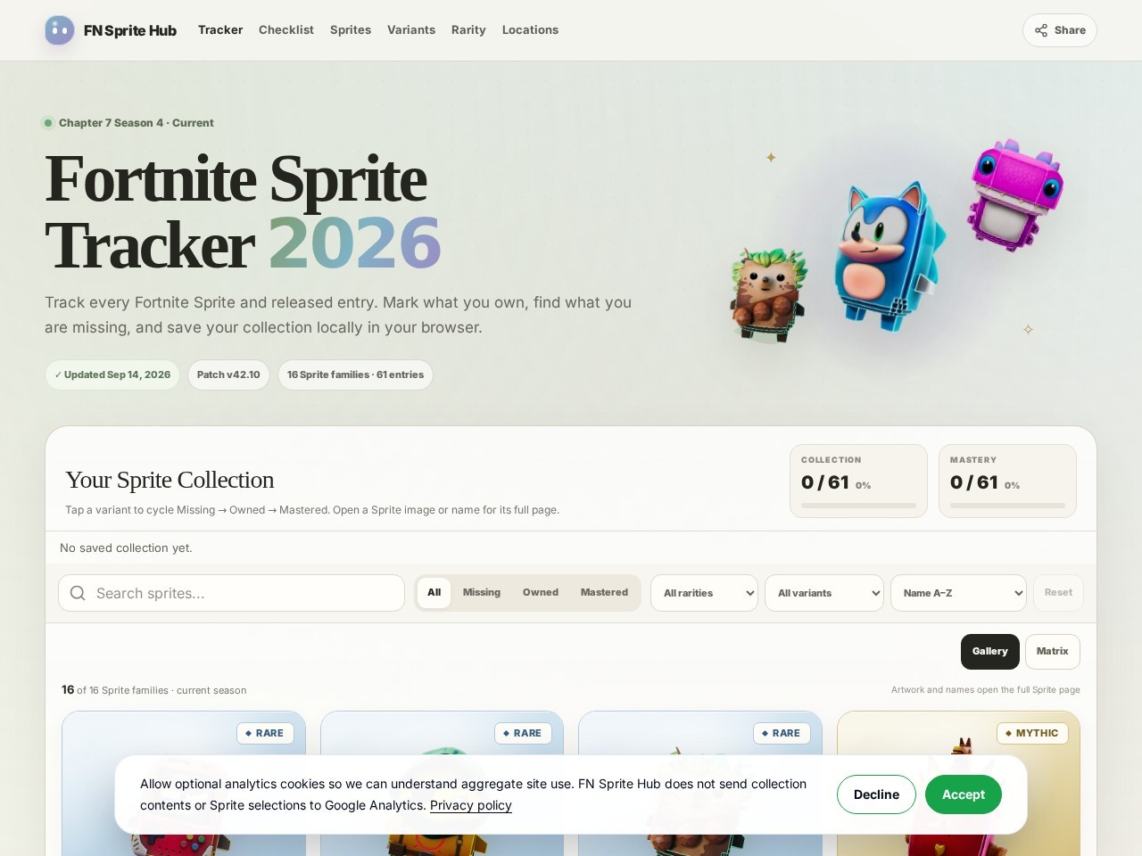 FN Sprite Hub homepage