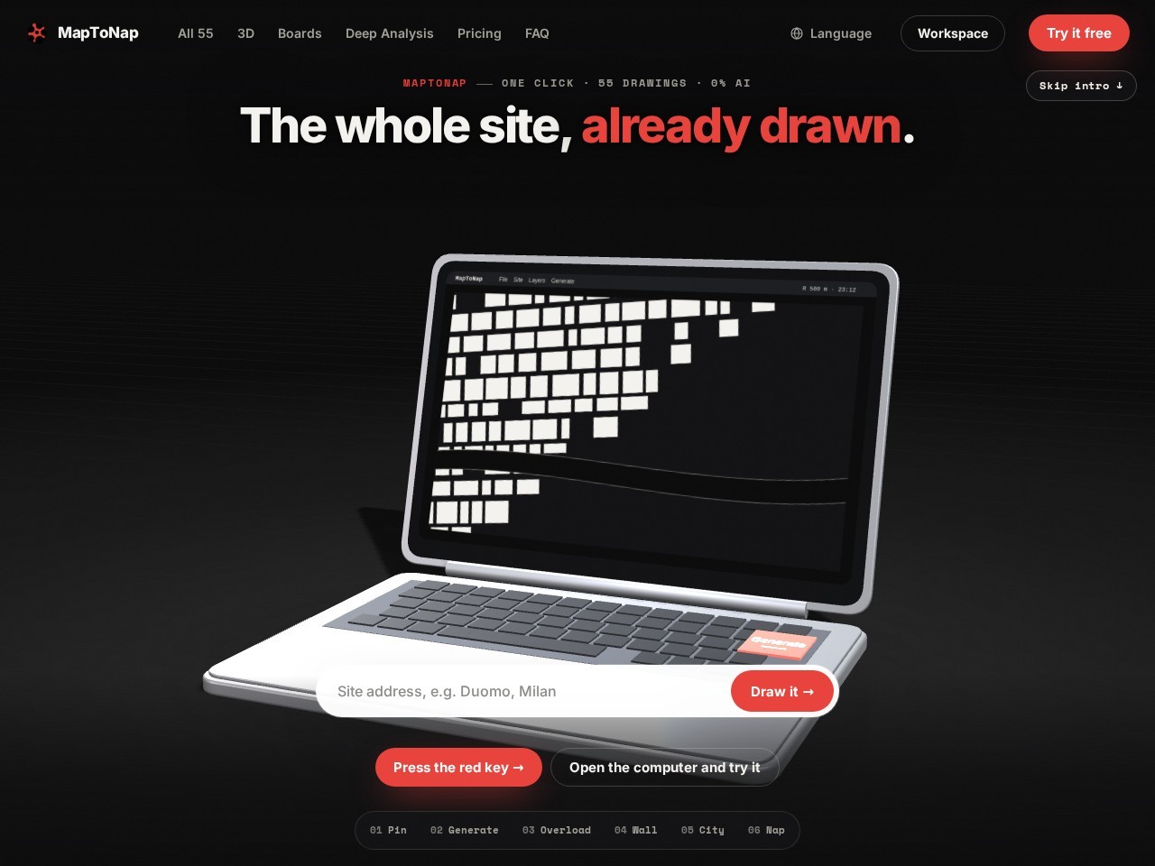 MapToNap homepage