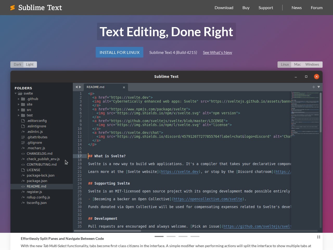 Sublime Text homepage