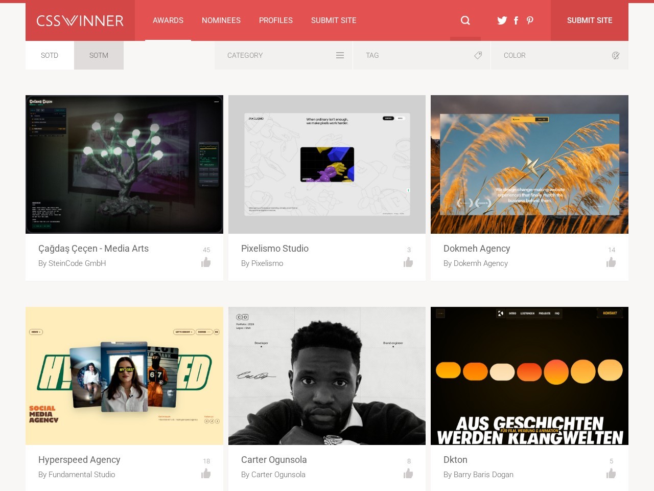 CSS Winner Winners homepage