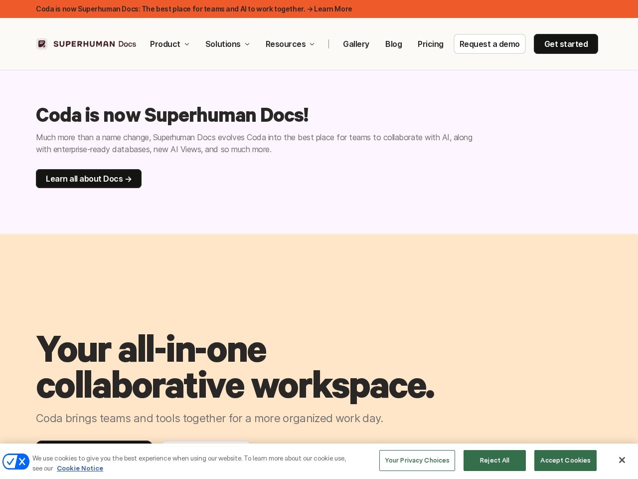 Coda homepage