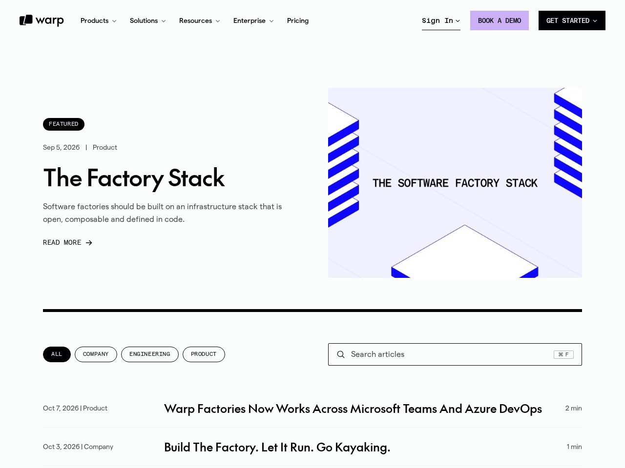 Warp Blog homepage